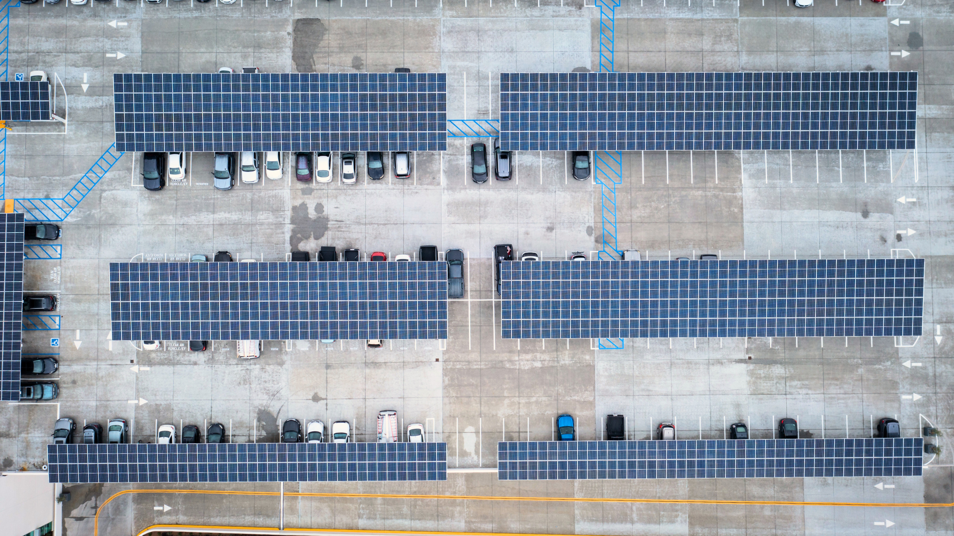 rooftop shot of solar panels